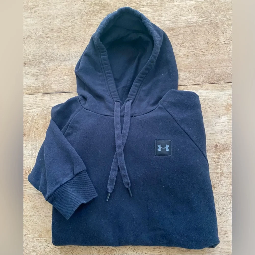 Under Armour Big Boy Youth Large‎ Black Rival Fleece Hoodie W/Patch Logo